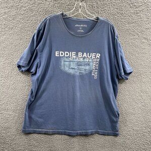 Eddie Bauer Mens Shirt Extra Large Blue 100% Cotton Pullover Short Sleeve